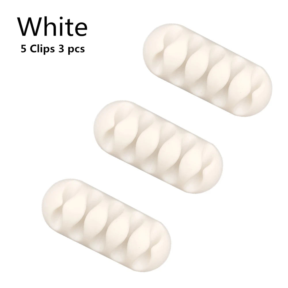 Silicone USB Cable Clip Winder Organizer Round Charger Cord Desk Tidy Zpaxo 5 clips - 3pcs
