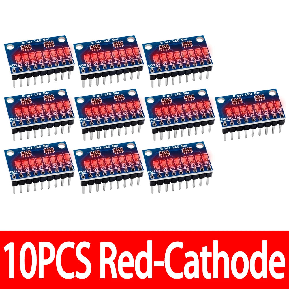3-24V 8 Bit Blue/Red Common anode/cathode LED indicator Module Breadboard starter kit Board for MCU ARM 3d printer UN-O MEGA2560 Zpaxo 10PCS Red-Cathode