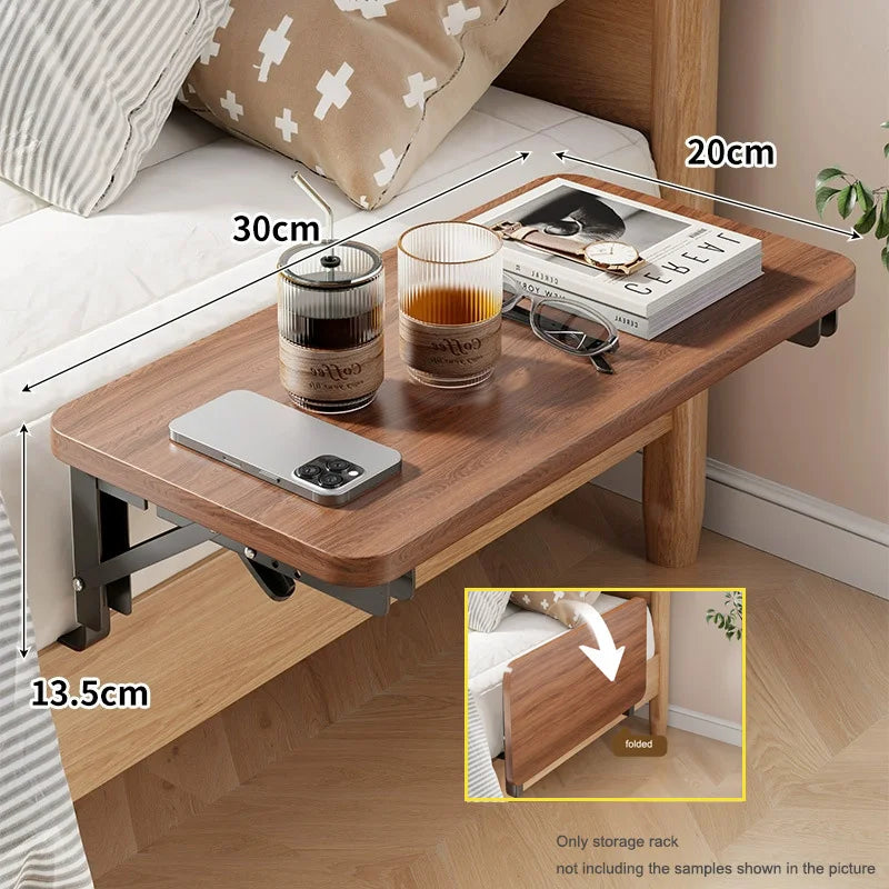 Foldable Collapsible Organizer Attachable Bedside Shelf Table Under