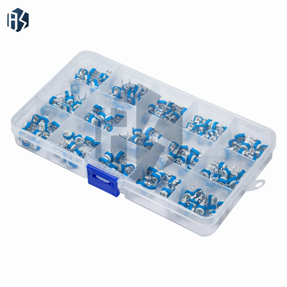 150pcs Variable Resistor Boxed RM065 Potentiometer Adjustable Resistor Kit 500k 200k 1K 100R 1M 20K 10K 500R 50K 5K 200R 30K Zpaxo