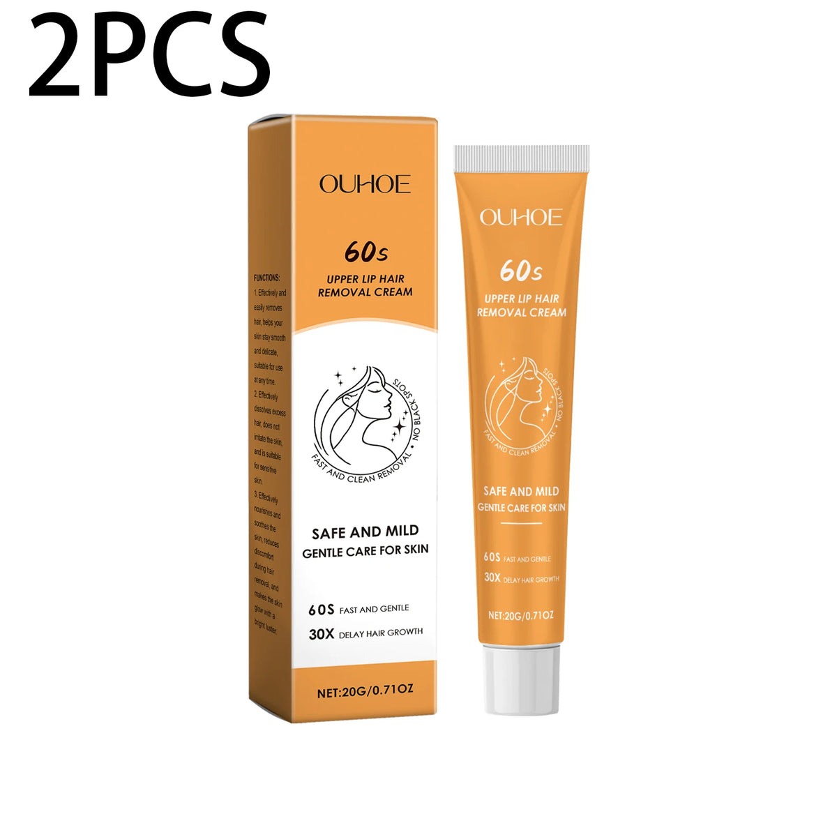 Hair Removal Creams Fast Gentle Removal Skin Care Whitening Clear Lip Hair Underarm Depilation Cream For Women Beauty Zpaxo 20g X 2boxed