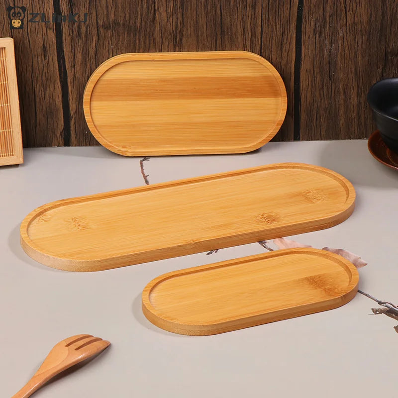Bamboo Tray Wood Saucer Flower Pot Cup Pad Coaster Plate Kitchen Zpaxo