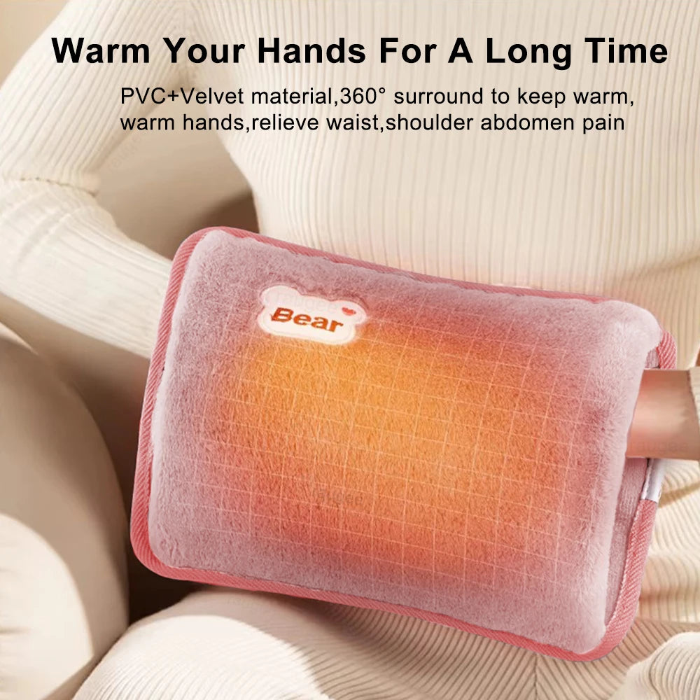 Electric Hand Warmer Portable Heated Gloves USB Warming Plush Water