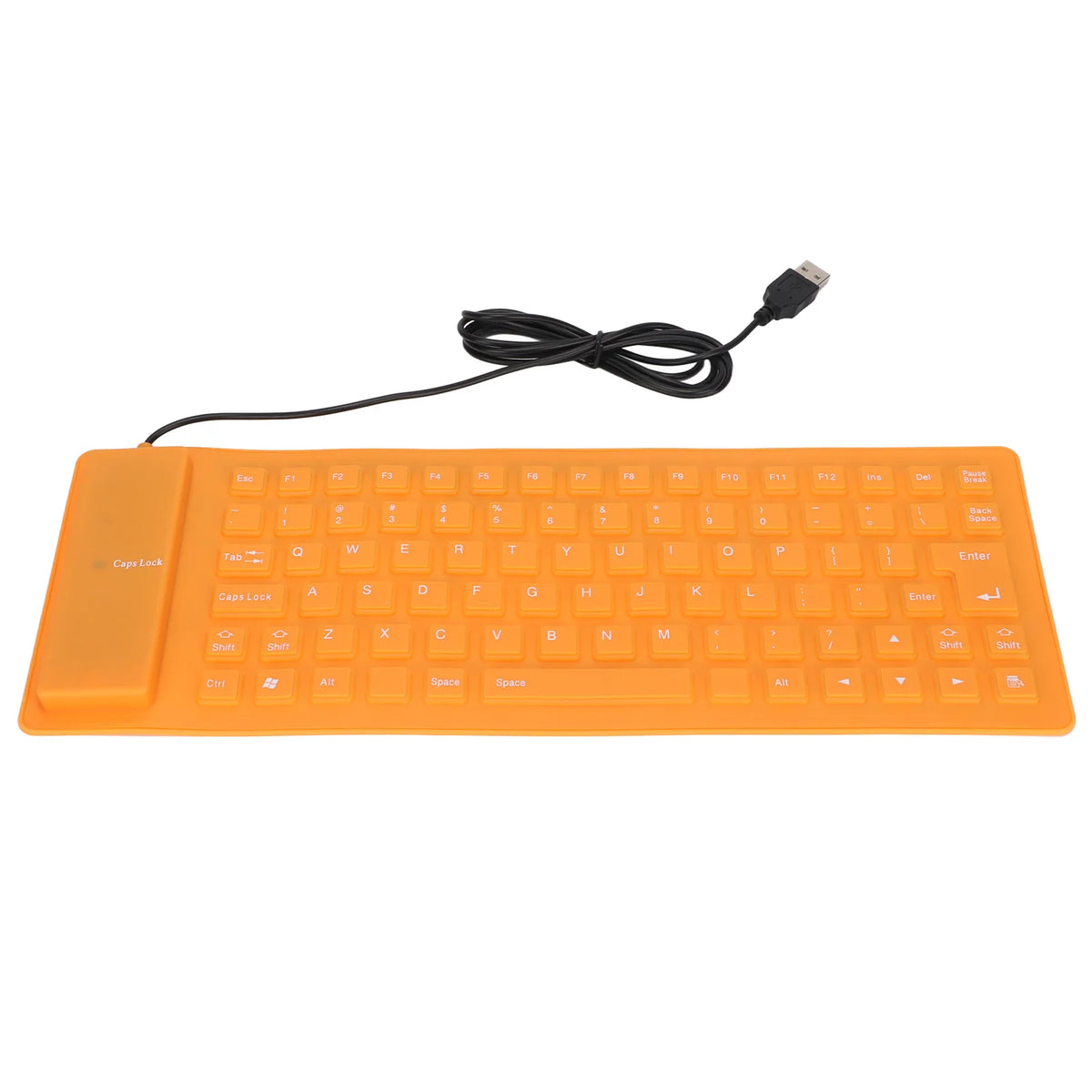 Portable USB Wired Keyboard Silicone Fully Sealed Design Lightweight Silent Soft Comfortable Silicone Keyboard for PC Zpaxo Orange