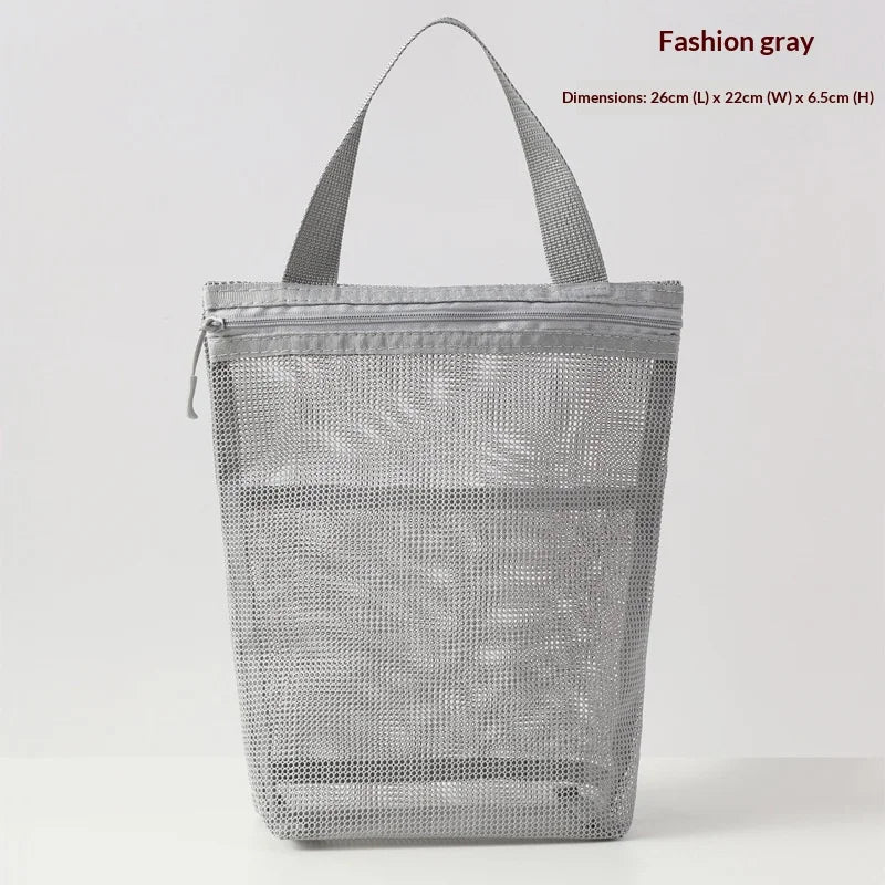 Large Mesh Toiletry Bag 22x26cm – Travel & Makeup Organizer Travel Toiletry Bag Zpaxo Gray
