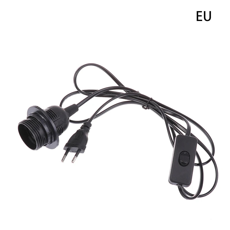1 8M EU US Plug E27 Full Teeth Lamp Base Holder Power Cord Hanging Zpaxo EU Black