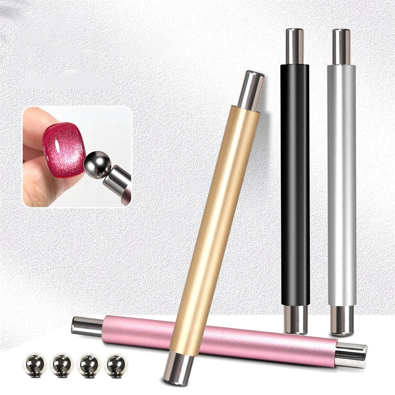 Double Head Cat's Eye Nail Magnetic Stick with Steel Ball Multifunctional Nail Magnet Tool Pens for DIY Salon Studio or Home Use Zpaxo