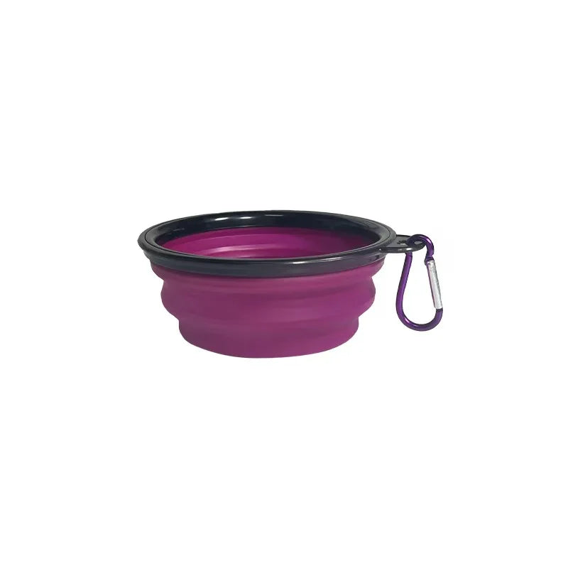 Dog Bowls Expandable Foldable Travel Pet Carabiners Durable Plastic Zpaxo PURPLE