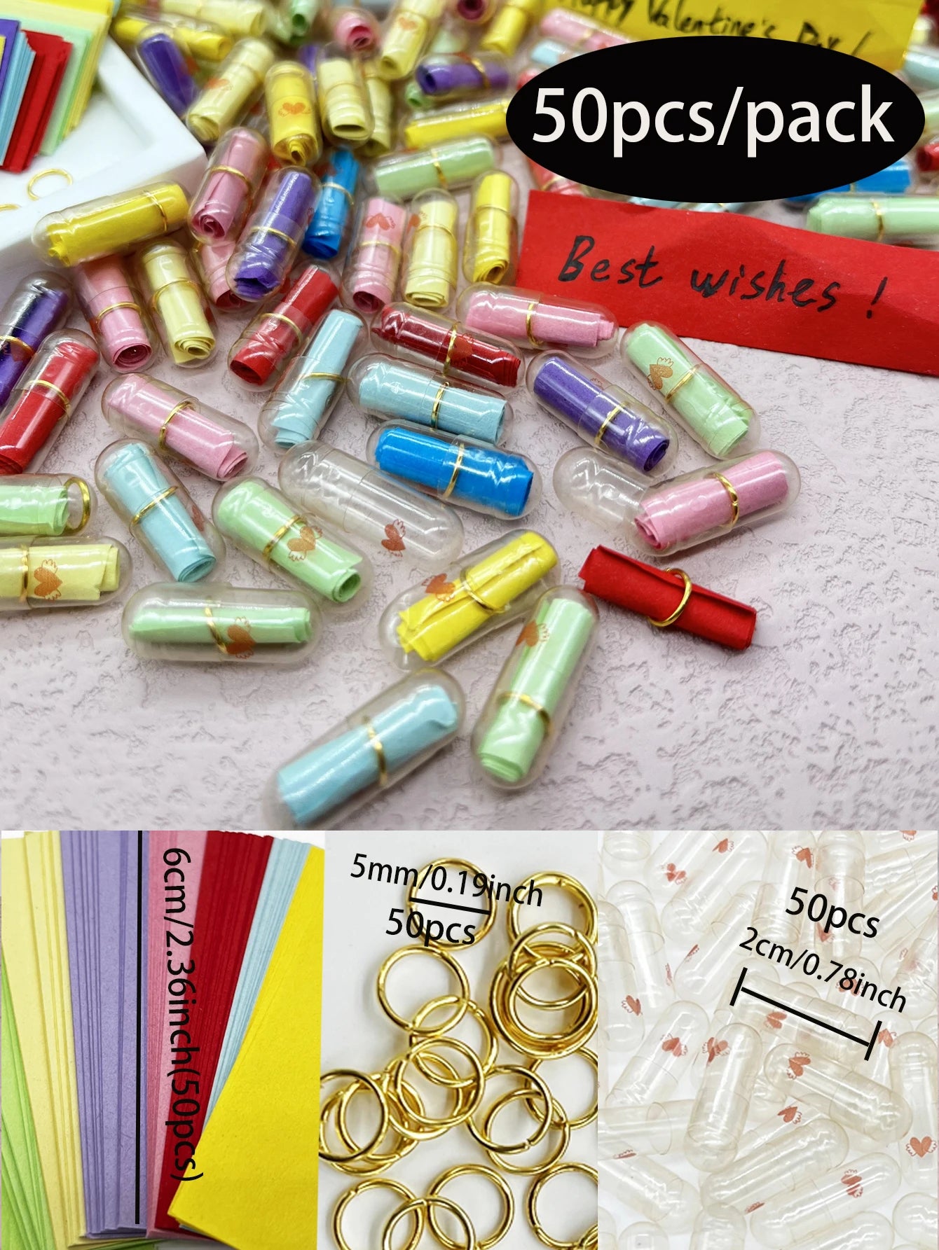 50pcs Message Capsule Love Pills – DIY Valentine's Notes & Wishes DIY Gift Capsules Zpaxo color 1