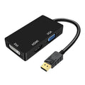 Displayport DP DVI VGA HDTV 3IN1 Adapter Converter Cable Projector TV Zpaxo black 25cm