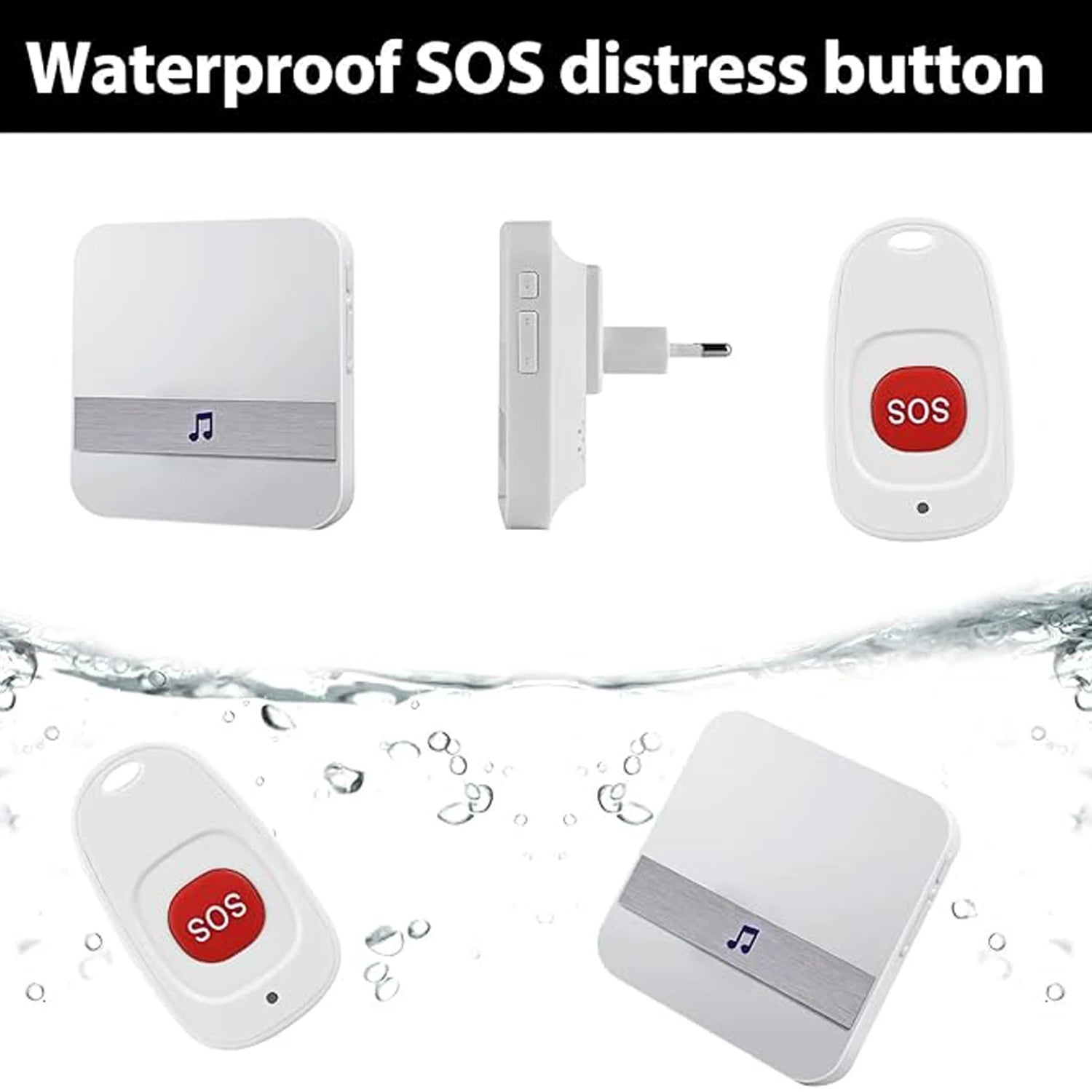 Wireless Waterproof 500FT Nurse Alert System Elderly Monitoring Patient Senior Caregiver Pager for Hard of Hearing Seniors Zpaxo