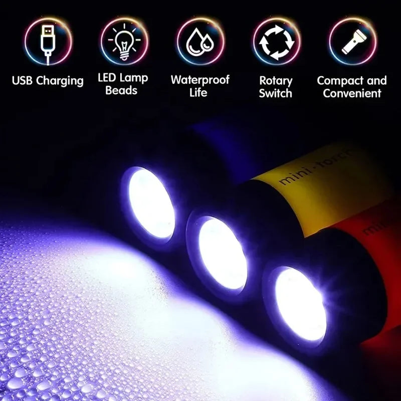USB Rechargeable LED Keychain Flashlight – Mini Waterproof Torch Keychain Flashlight Zpaxo