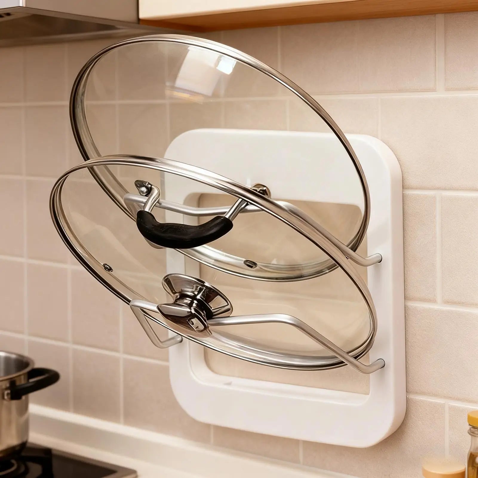 Pot Lids Organizer Rack Wall Mounted Kitchen Storage Shelf No