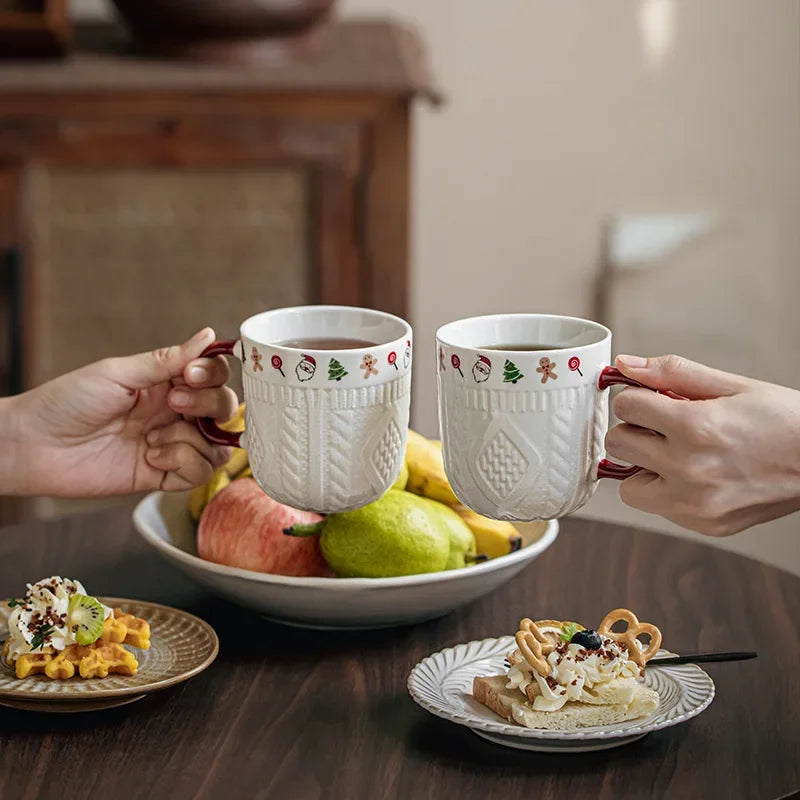 Embossed Ceramic Couple Mugs Set – 2-Piece Gift for Couples Ceramic Couple Mugs Zpaxo