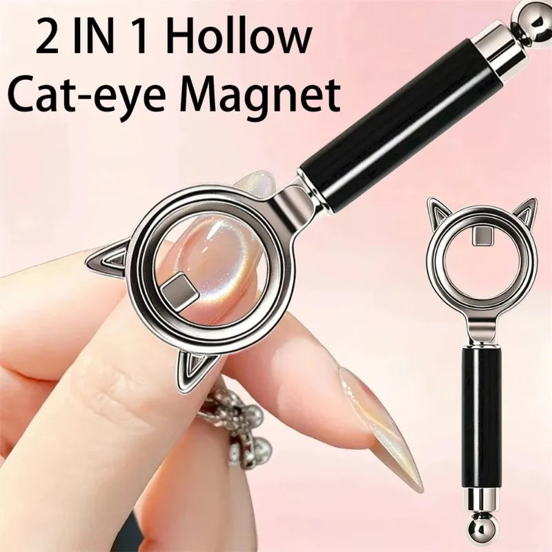 Double Head Cat Eye Nail Magnet Ear Hollow Strong Ring Magnetic Tool