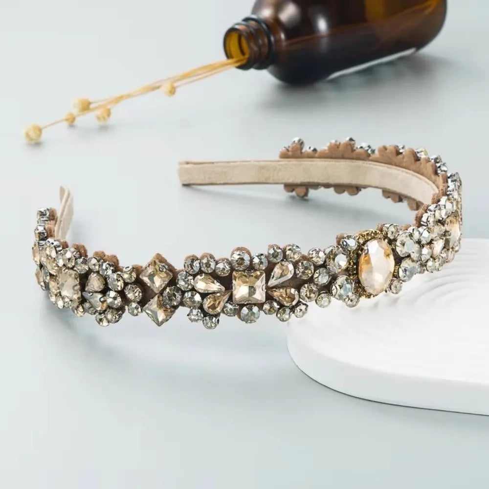 Retro Women Baroque Hairbands Rhinestone European and American Full Diamond Headband Palace Style Hair Ties Hair Accessory Zpaxo