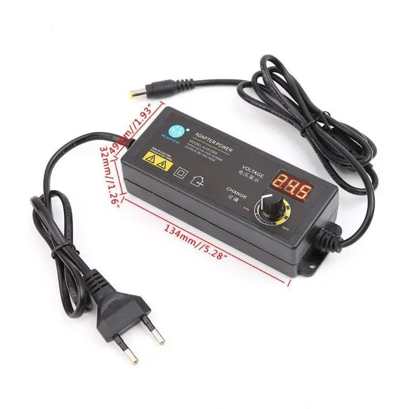 652F Adjustable Power Adapter Digital Display Screen 3V-12V 5A EU Plug Zpaxo