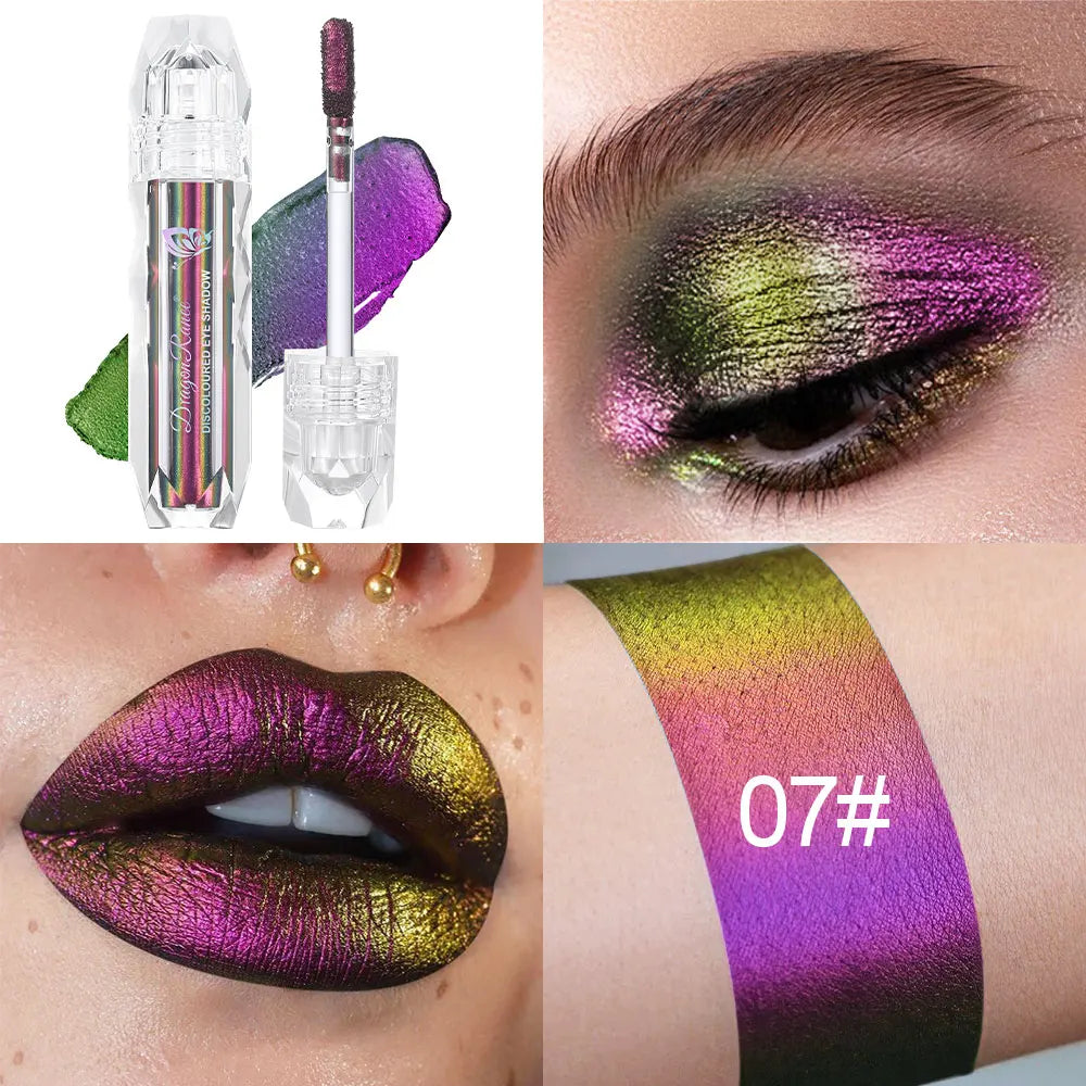 Chameleon Metal Lip Gloss Liquid Lipstick Brightening Long-Lasting Lip Gloss Multi-Color Long-Lasting Moisturizing Non-Stick Cup Zpaxo 07Dr9006
