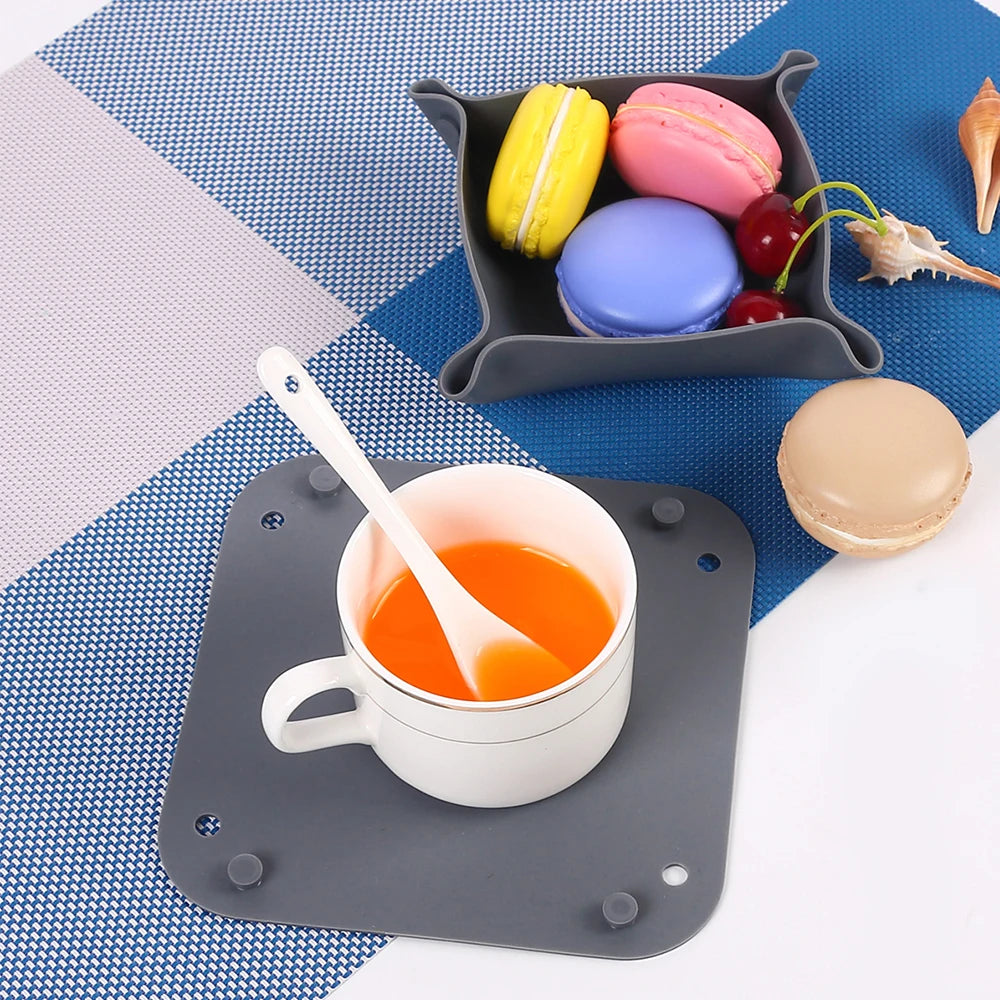 1PC Multi-purpose Silicone Coaster Anti-Scalding Mat Anti-slip Pot Snack Fruite Storage Tray Desktop Organizer Mat Home Decor Zpaxo