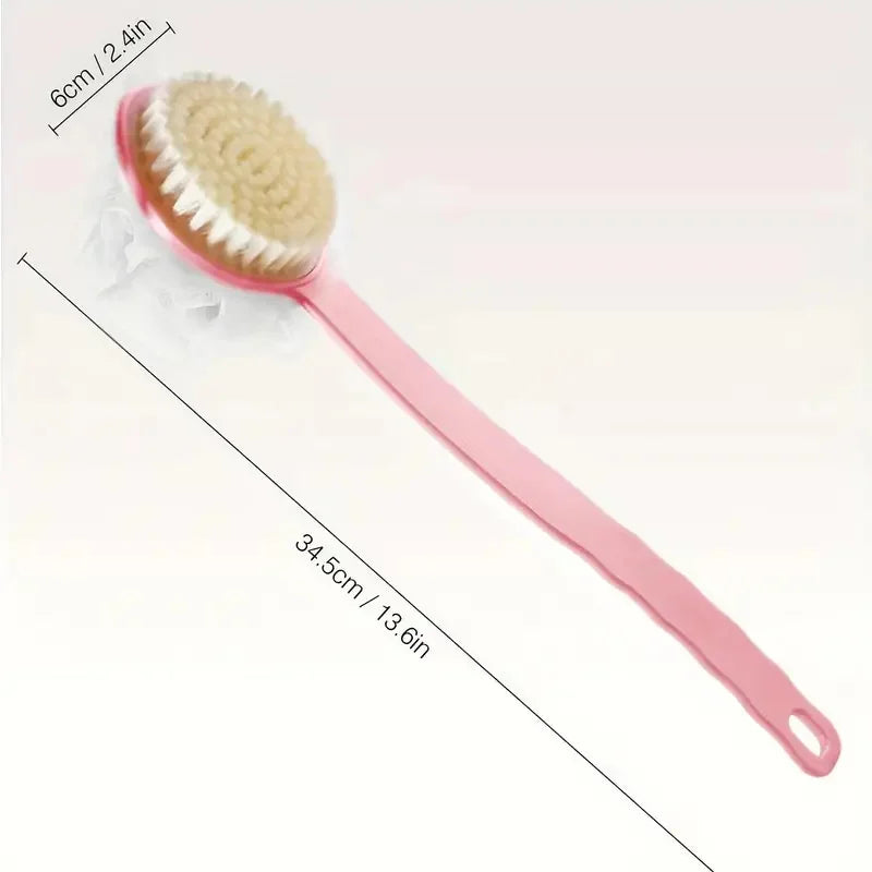 Dual-purpose long-handled bath brush with soft bristles for home use, with bath flower, for scrubbing back during bath Zpaxo