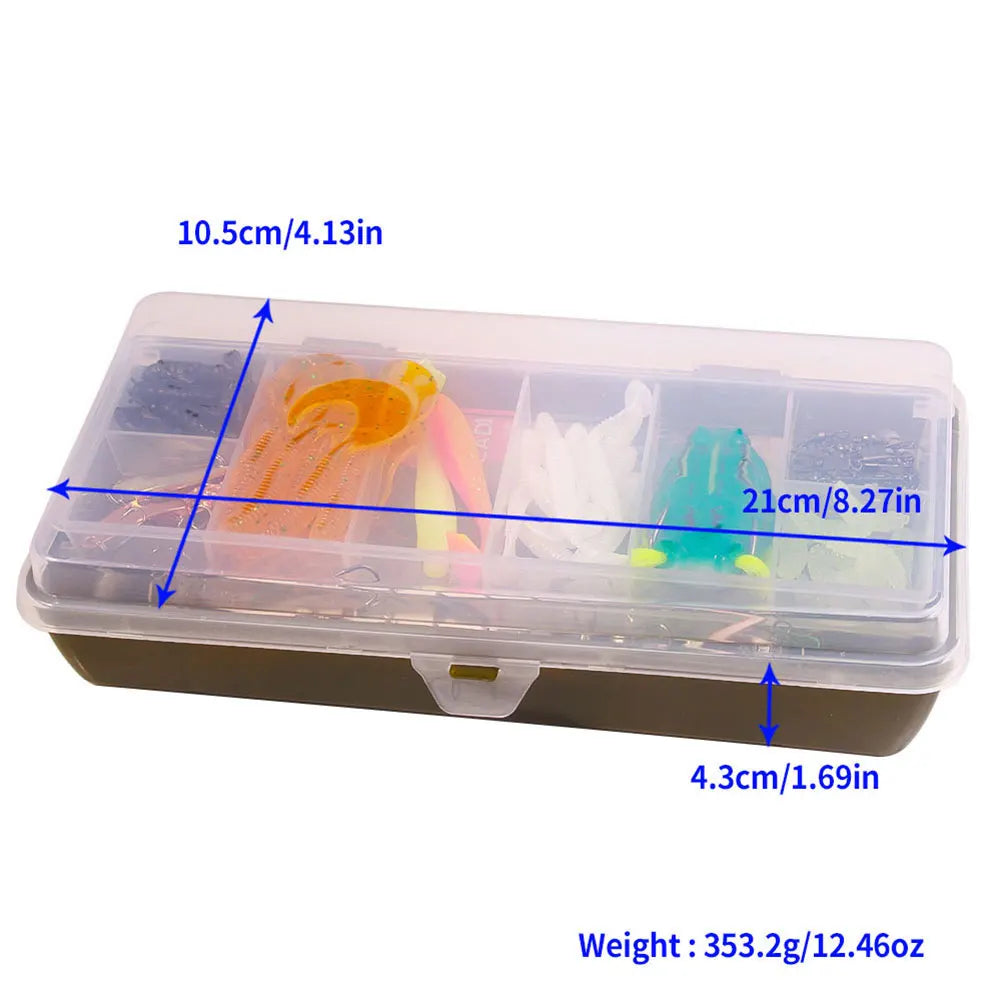 Fishing Lures Soft Hard Bait Hooks Swivels Tackle Box Bass Pike Crank