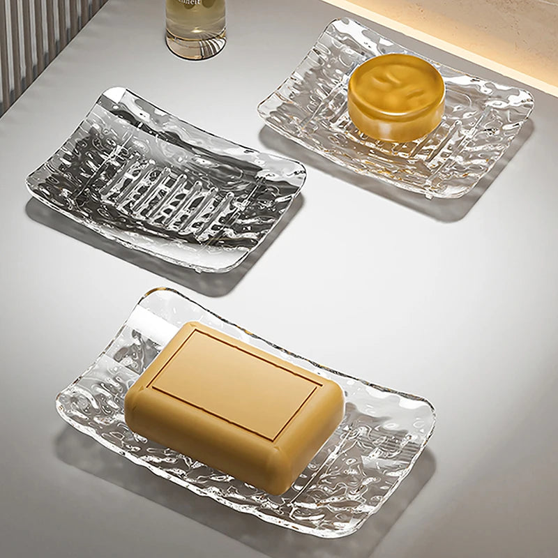 Transparent Soap Box High-End Bathroom Glacier Patterned Soap Storage Rack For Household Use Soap Box Light Luxury Zpaxo