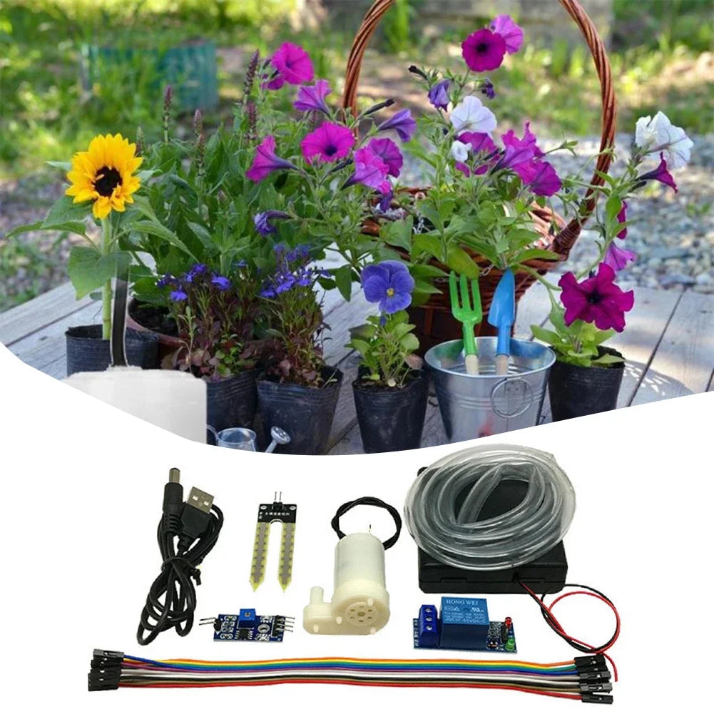 DIY Automatic Irrigation Module Kit Automatic Water Pumping Soil Moisture Sensor Mini Water Pump with 50cm Hose for Arduino Zpaxo