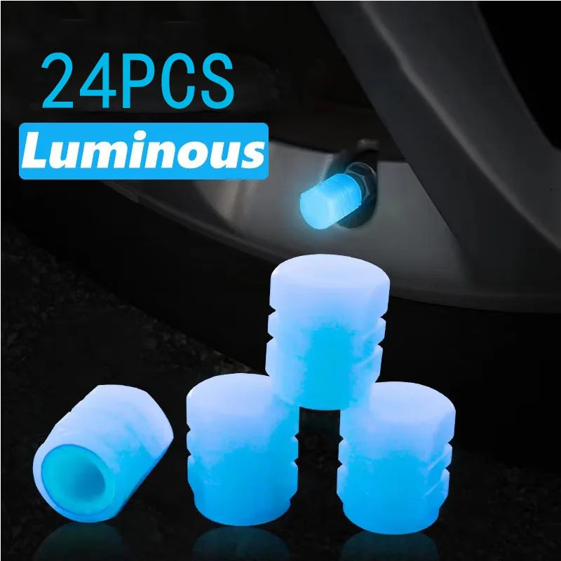 Luminous Glow Valve Caps – Car, Motorcycle & Bike (4–20 Pack)