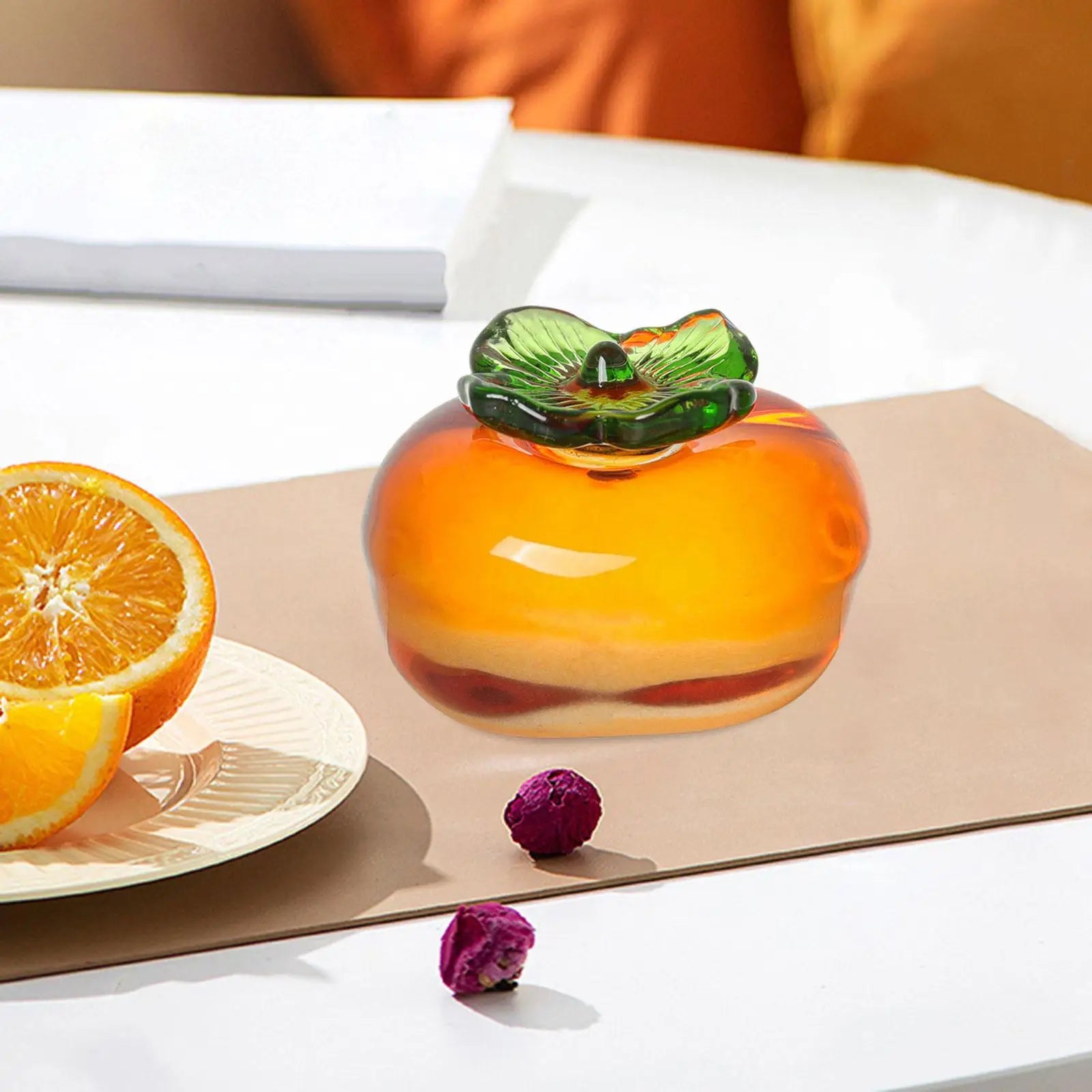 Glass Fruit Figurine Fruit Ornament Paperweight Cute Crafts Miniature Crystal Statue for Desktop Car Home Office Decoration Zpaxo B