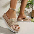 Summer Woman Sandals Shiny Platform Slippers Women Fashion Rivet Wedge Sandals Woman Non Slip Thick Sole Beach Shoes Woman Zpaxo Khaki 38