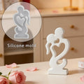Abstract Couple Hugging Heart Resin Statue Minimalist Lover