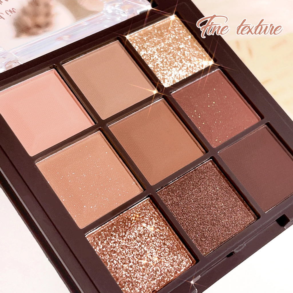 Eyeshadow palette, nine-color chocolate eyeshadow palette, pearlescent matte, large glitter, fine comprehensive palette Zpaxo