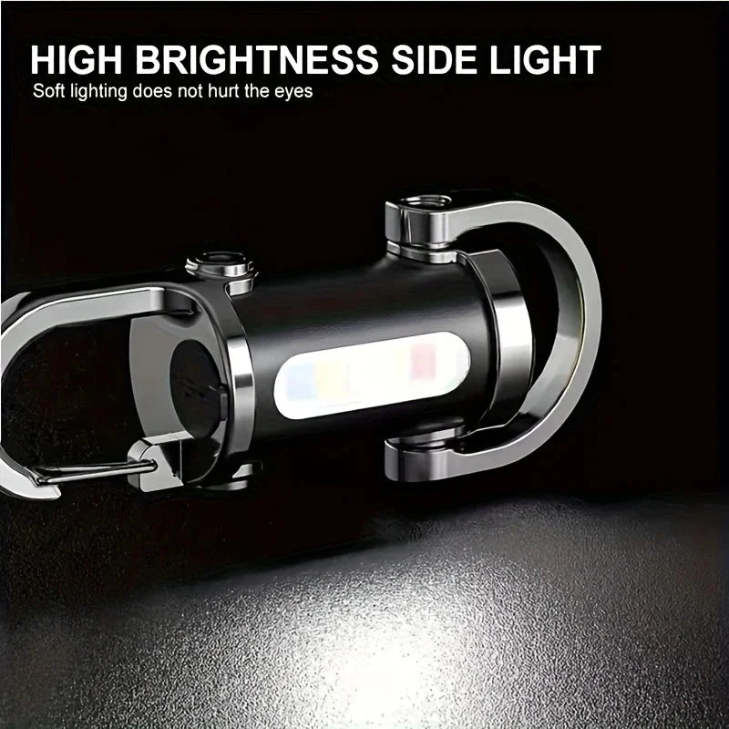 Mini COB LED Keychain Flashlight – USB-C Rechargeable, 6 Modes Keychain Flashlight Zpaxo