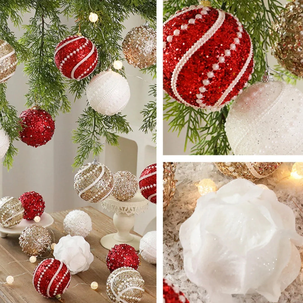 8cm Pearl Foam Christmas Ball Ornaments – 9-Pack Hanging Decor Christmas Ball Ornaments Zpaxo