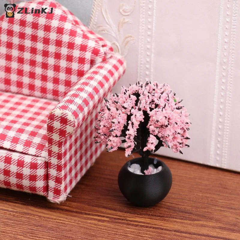 ▶2Pcs 1/12 Dollhouse Simulation Flower Pot Model Doll Home Miniature Potted Plants Garden Ornament Micro Scene Decor Zpaxo