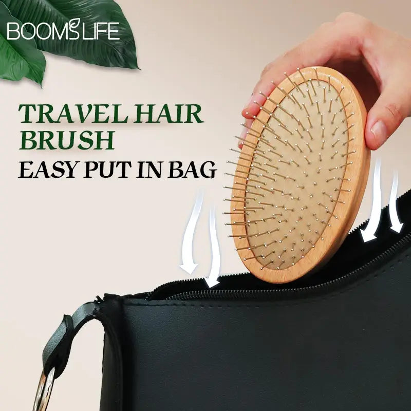 Steel Hair Brush Women Custom Mini Pocket Hair Comb Head Scalp Massage Wood Wide Tooth Comb Curly Girl Method Hair Accessories Zpaxo