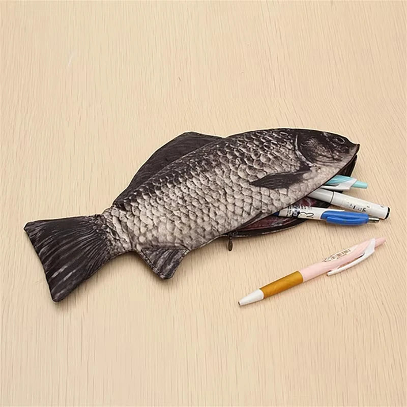 Carp Pen Bag Realistic Fish Shape Pencil Bag Stationery Bag Make-up Pouch With Zipper Back To School Pencil Pouch Pen Bag Zpaxo