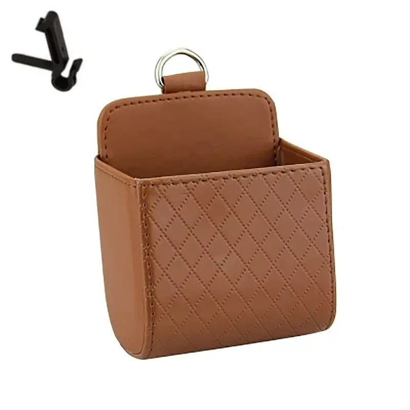 Car Air Vent Organizer Bag – Leather Dashboard Storage Box Car Vent Organizer Zpaxo Brown