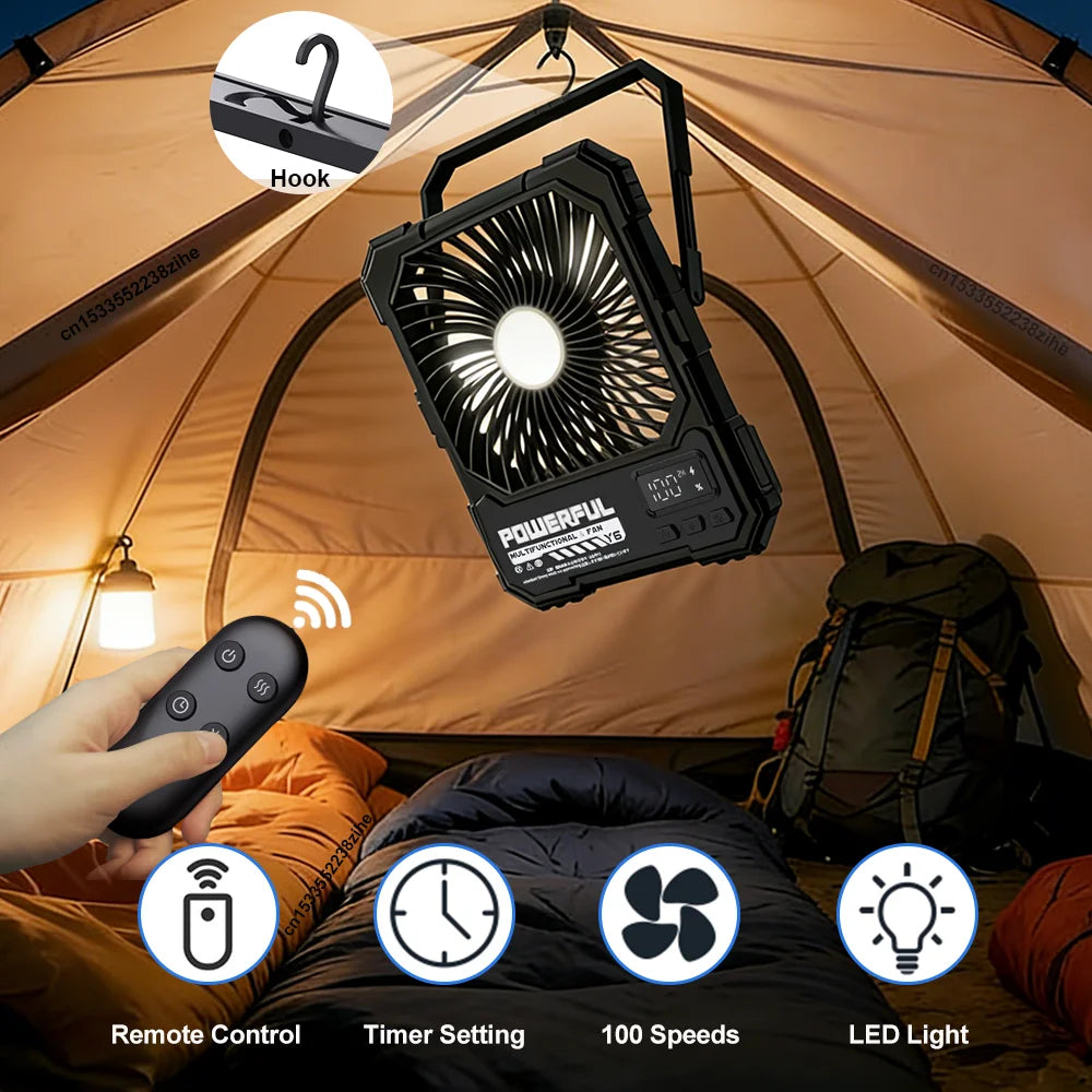 Camping Fan 20000mAh Rechargeable Wireless Outdoor Tent Ceiling