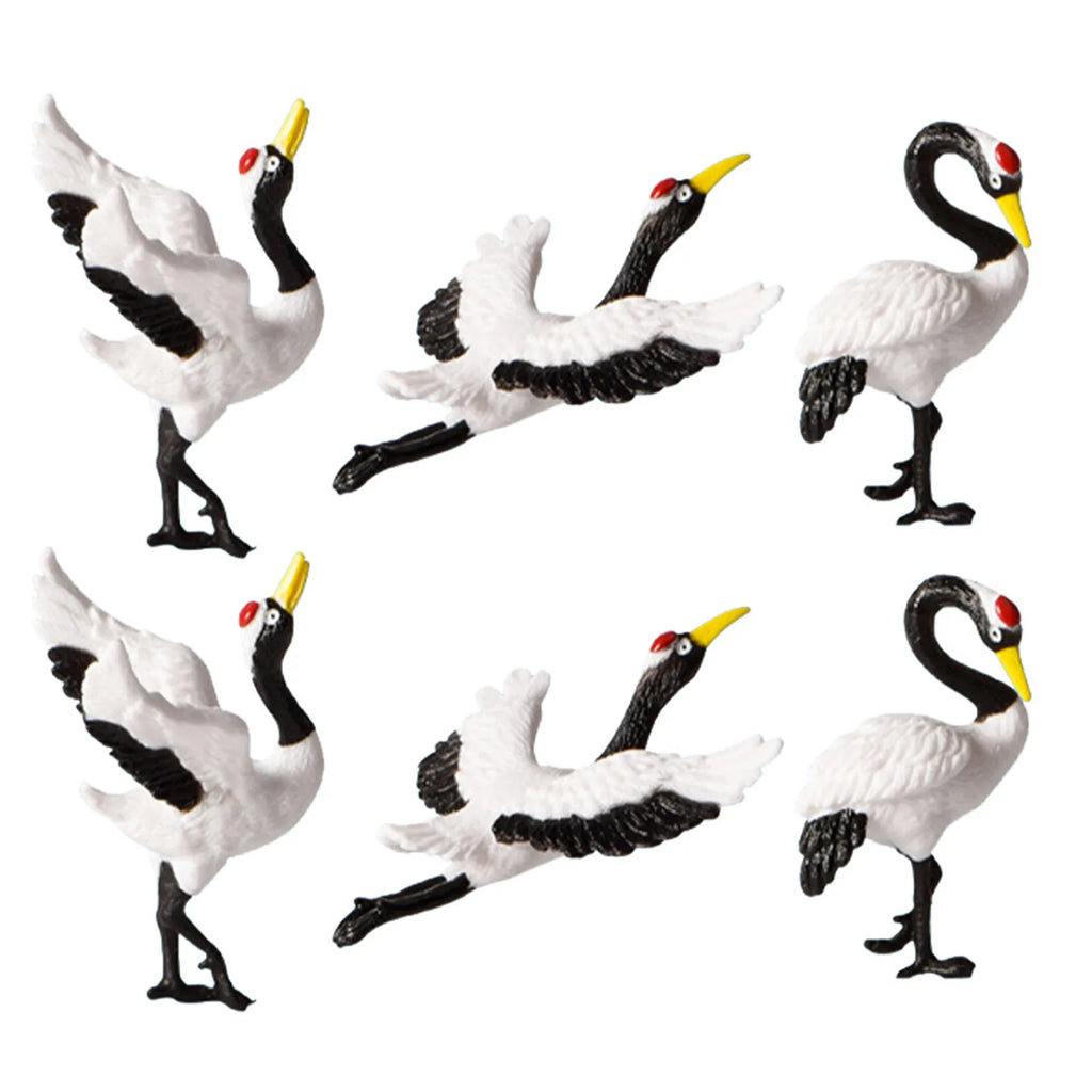 Red Crowned Crane Resin Statues Small Sculptures Miniature Plant Bird