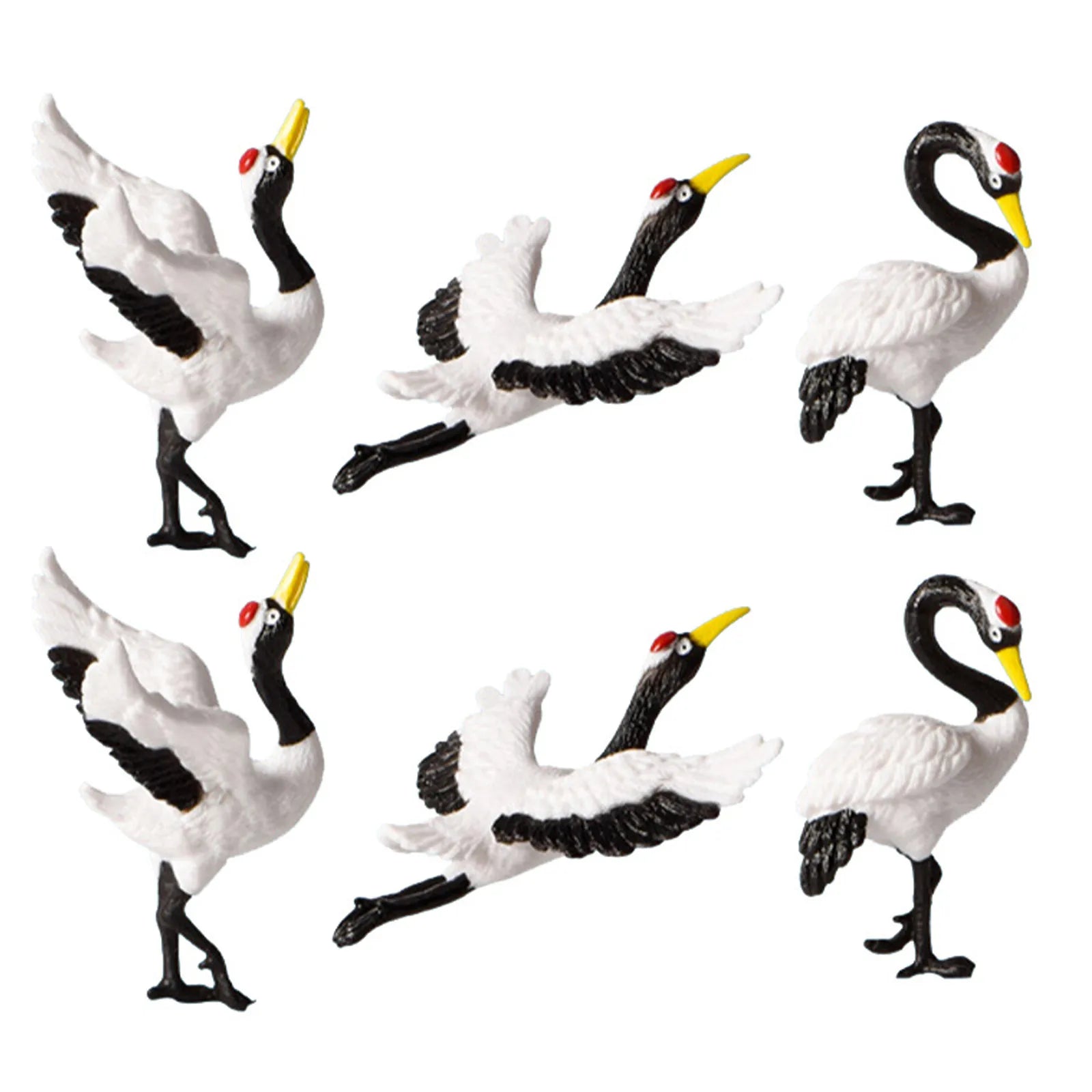 Red Crowned Crane Resin Statues Small Sculptures Miniature Plant Bird