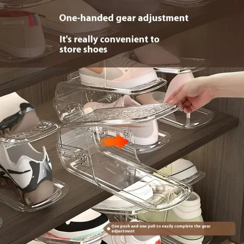 New 6PCS Double Layer Shoe Rack, Adjustable Shoe Holder, Shoe Cabinet, Space Saving Bracket, Storage Folding Layered Partition Zpaxo