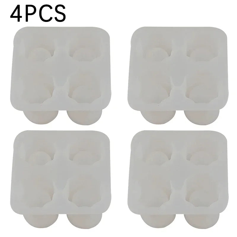 Silicone Shot Glass Mold 4 Cavities Round Ice Reusable Non-stick Zpaxo White-4PCS