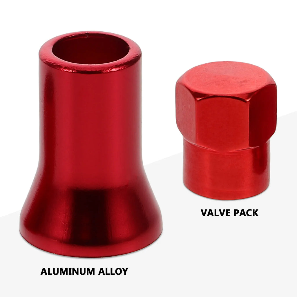8-Pack Red Aluminum Tire Valve Stem Caps with Sleeves