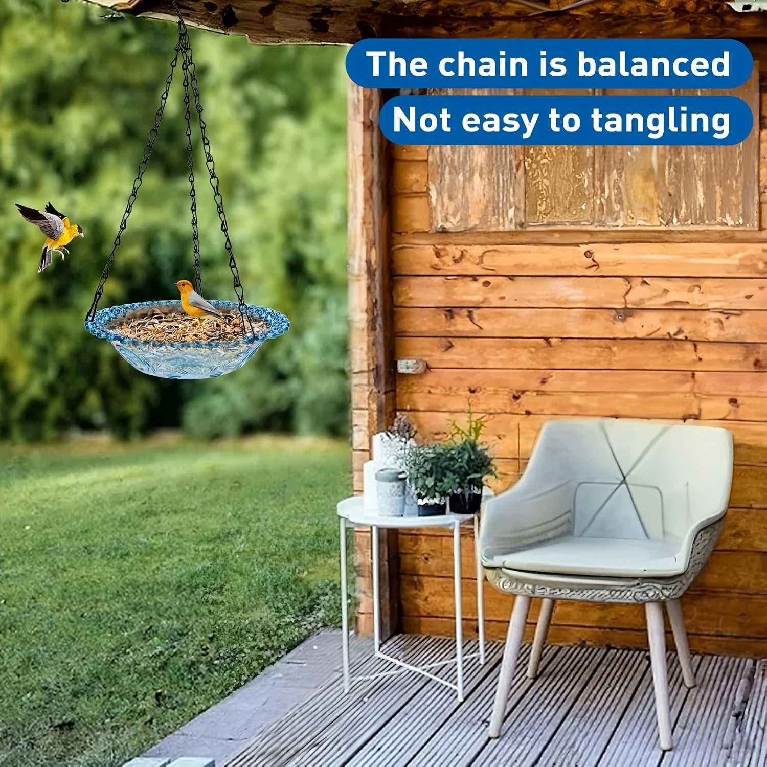 Outdoor Hanging Bird Feeder Bath Combo Feeders Waterers 3-In-1 Garden