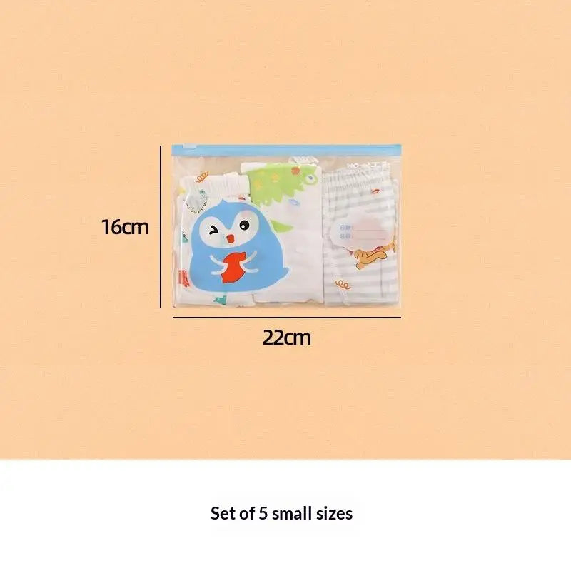 M5 Cute Cartoon Baby Clothing Storage Bags Waterproof Resealable