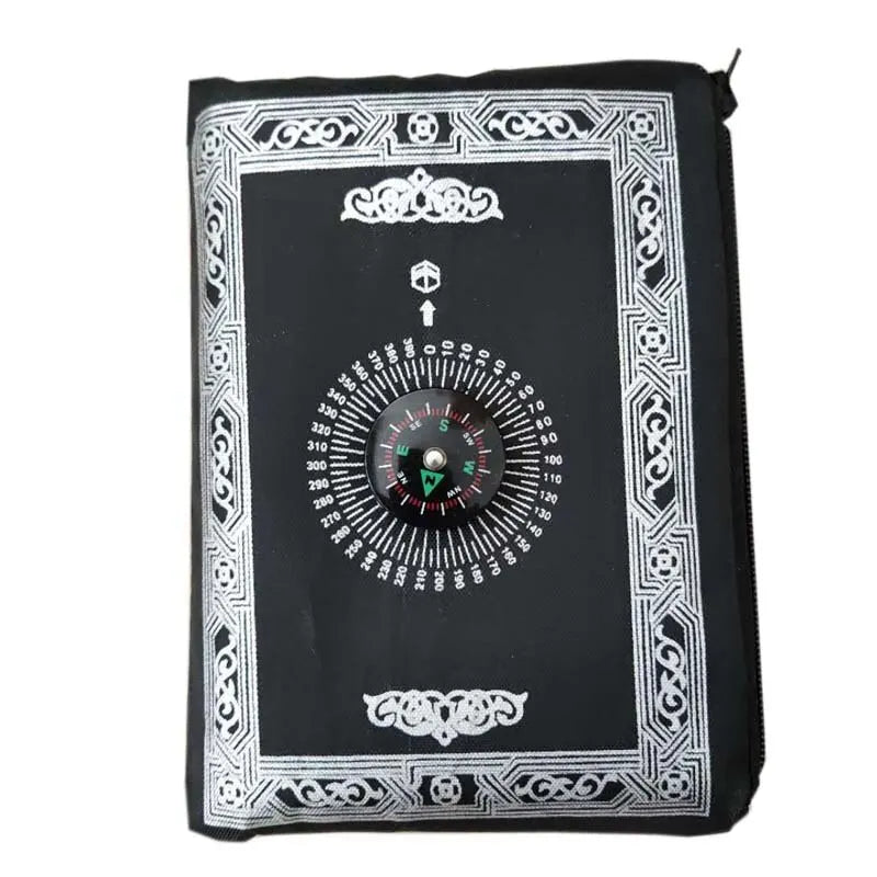 Portable Prayer Pocket Prayer Rug Islamic Gift Muslim Waterproof Praying Rug with Compass Travel Praying Blanket 100*60cm Zpaxo black 60X100CM