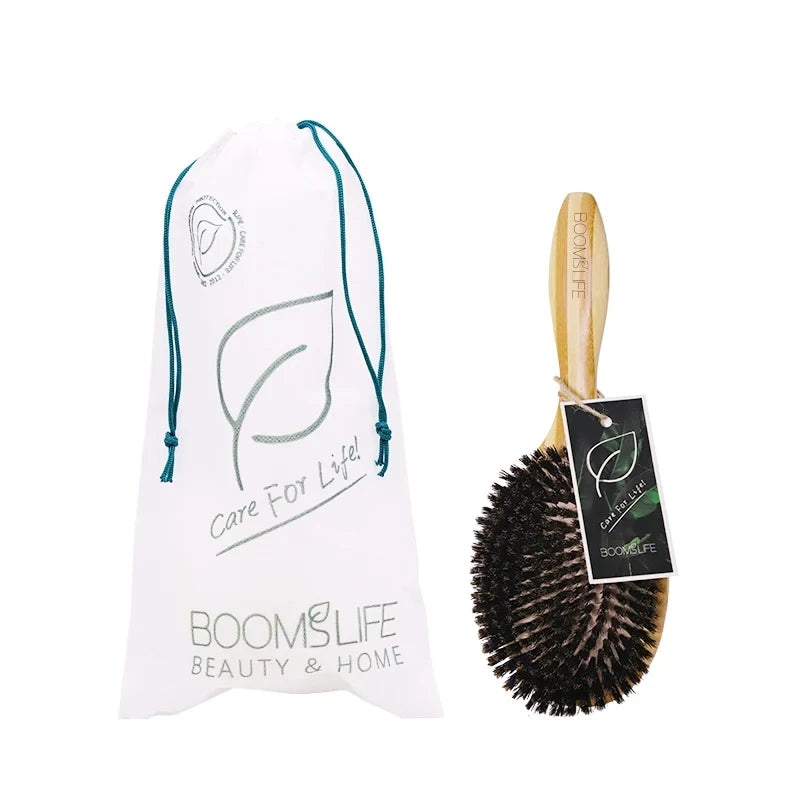 Soft Boar Bristle Bamboo Hair Brush Women Massage Scalp Wood Comb for Hair Beauty Barber Accessories Cepillo Para Cabello Zpaxo
