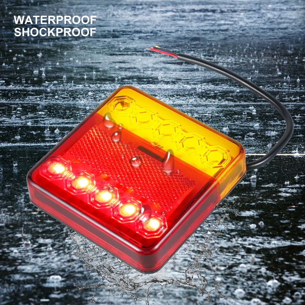 2Pcs Waterproof Car 10 LED Warning Tail Light Rear Lamps Boat Trailer 12V/24V Rear Parts for UTE Trailer Caravans Free shipping Zpaxo