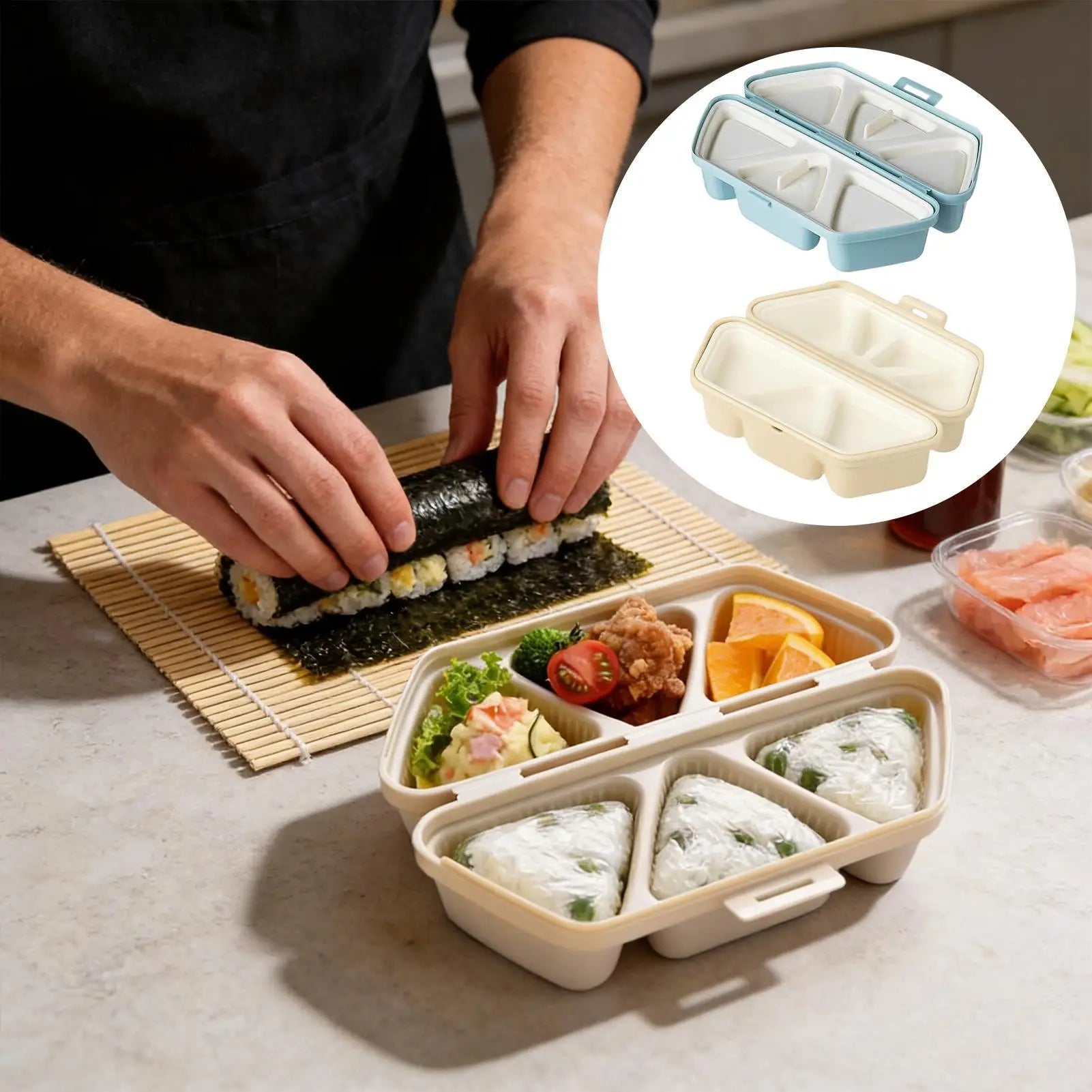Sushi Mold Maker 6 Cavity Triangle Rice Ball Onigiri Bento Box Tools